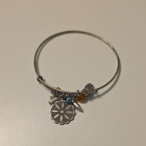 Alex and Ani Silver and Blue Charm Bracelet